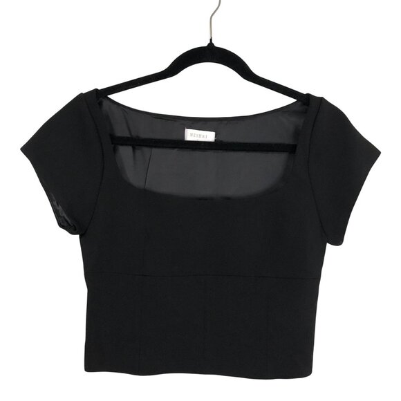 Meshki Tops - Meshki Crop Top Black Cap Sleeve With Side Zipper Detail Size S Womens